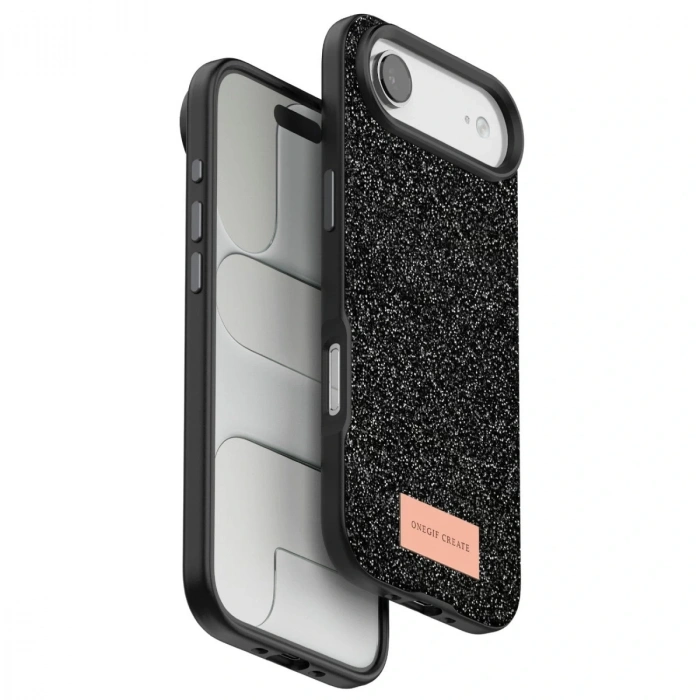 Onegif  İphone 17 Air Bright Simli Kapak - Siyah