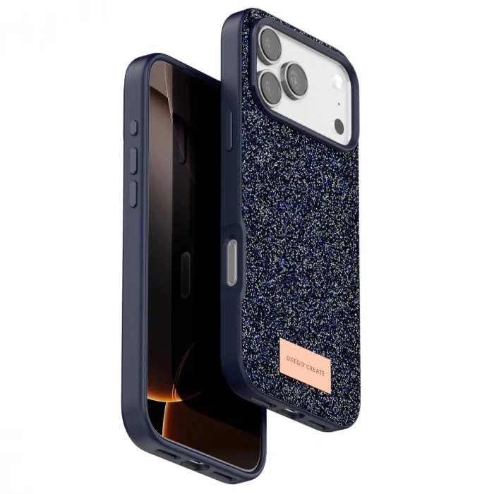 Onegif  İphone 17 Pro Bright Simli Kapak - Mavi