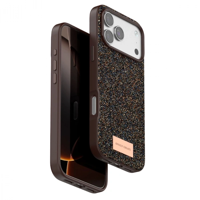 Onegif  İphone 17 Pro Max Bright Simli Kapak - Gold