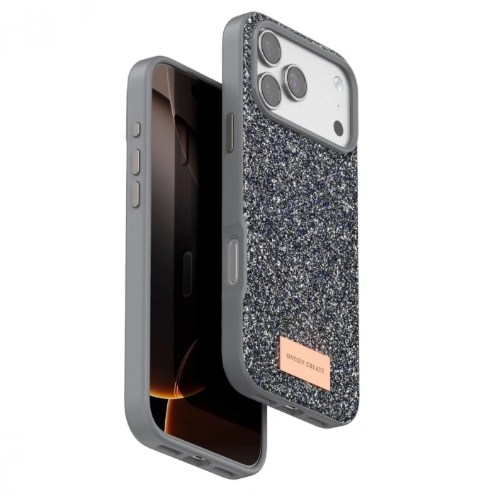 Onegif  İphone 17 Pro Max Bright Simli Kapak - Gümüş