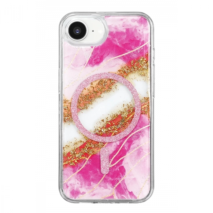 Onegif  İphone 17e Lotus Simli Magsafe Kapak - Pembe