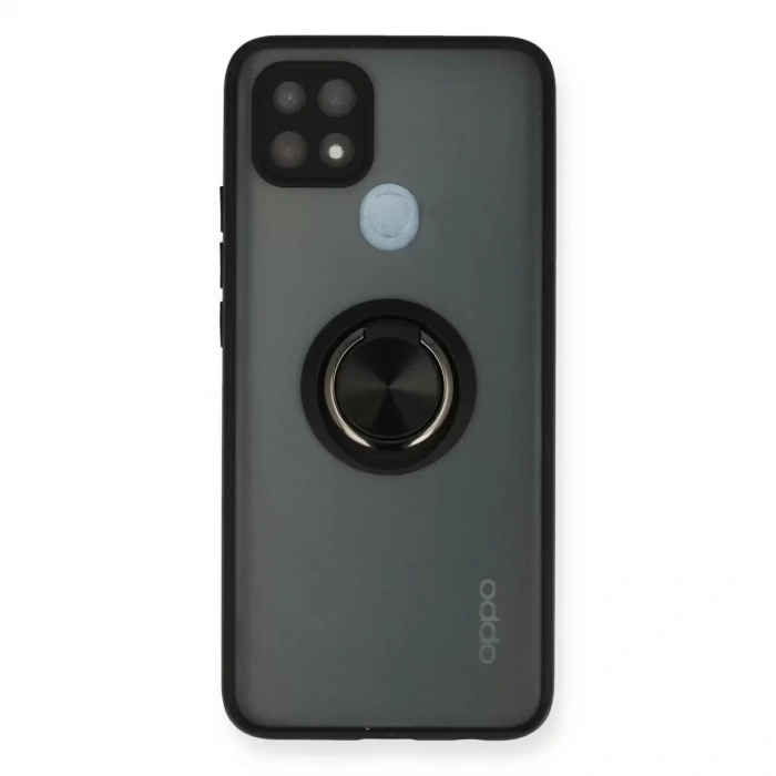 Oppo A15 Kılıf Montreal Yüzüklü Silikon Kapak - Siyah
