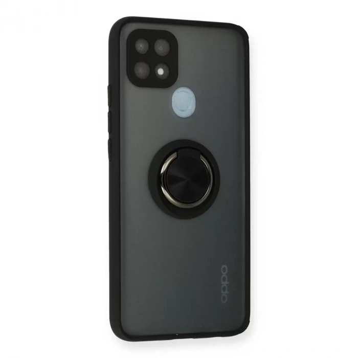 Oppo A15 Kılıf Montreal Yüzüklü Silikon Kapak - Siyah