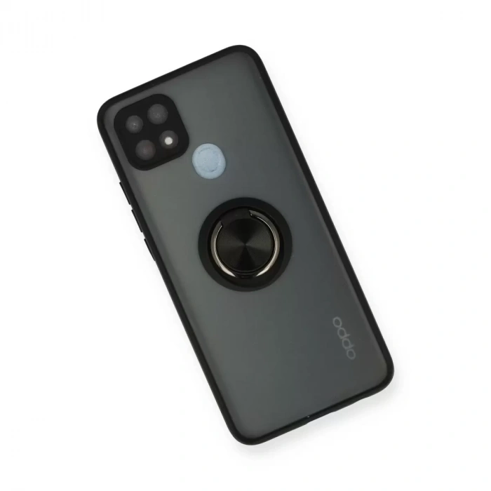 Oppo A15 Kılıf Montreal Yüzüklü Silikon Kapak - Siyah