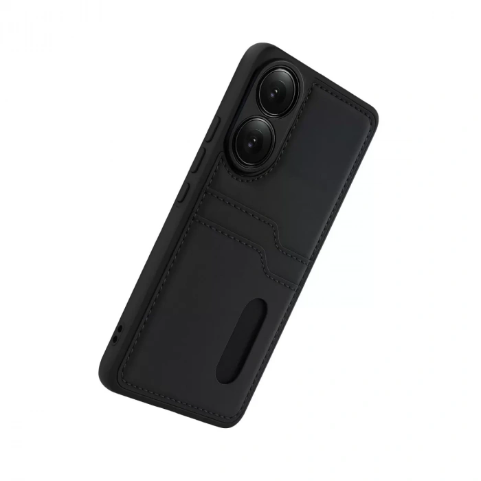 Oppo A38 Sara Kartvizitli Deri Kılıf - Siyah
