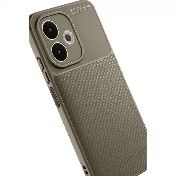Oppo A5 Pro 4g Kılıf Auto Focus Karbon Kapak - Kahverengi