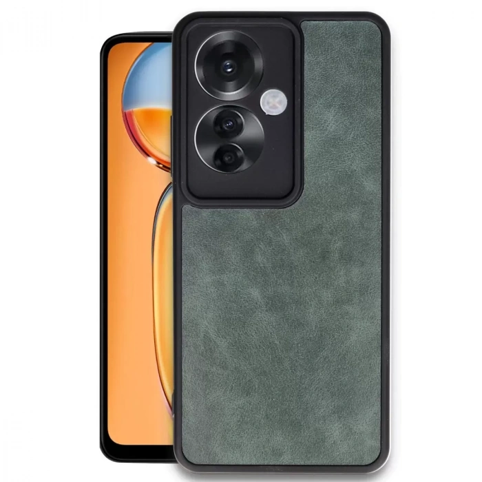Oppo Reno 11f Kılıf Aras Deri Kapak - Koyu Yeşil