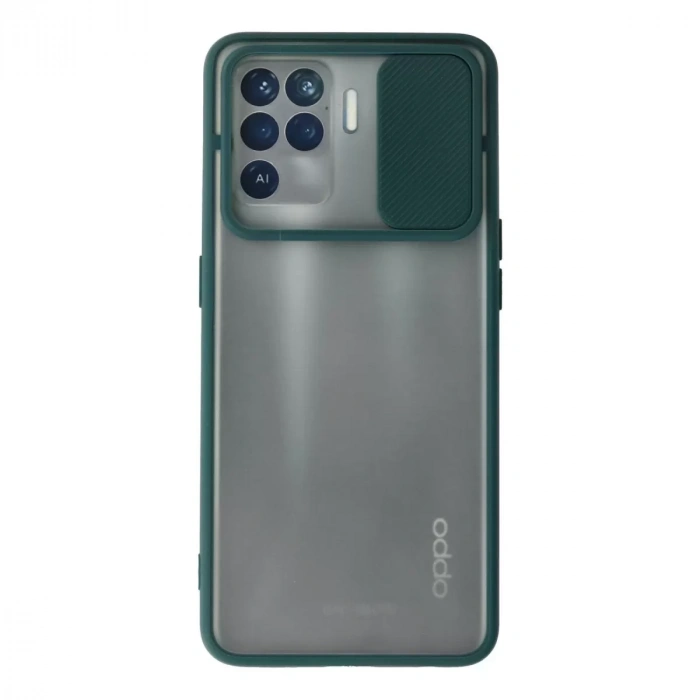 Oppo Reno 5 Lite Kılıf Palm Buzlu Kamera Sürgülü Silikon - Yeşil
