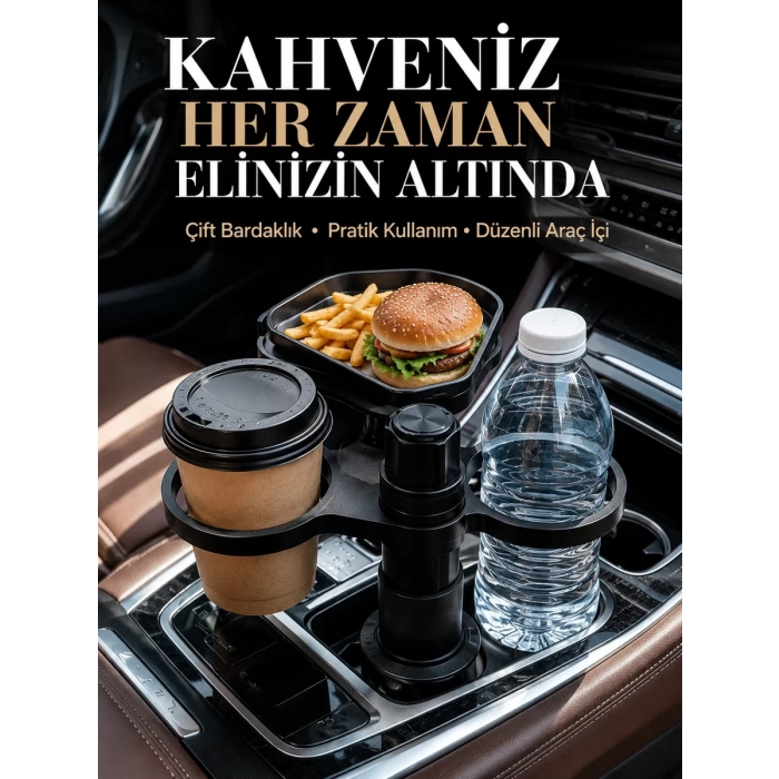 Otomobil İçin Çift Bardak Tutucu ve Çok Amaçlı Organizer