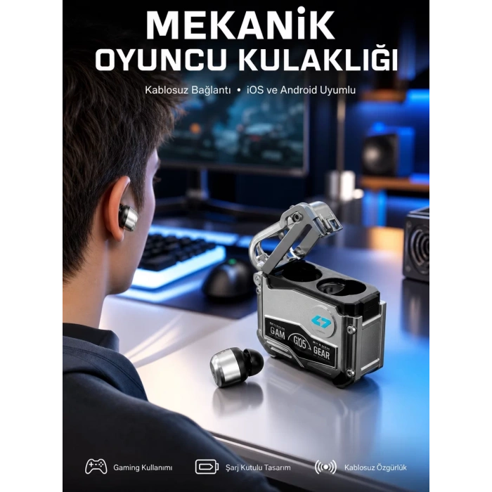 Oyuncu Kulaklığı Yeni Mekanik Kablosuz Kulaklık İos Android Uyumlu Yeni Nesil