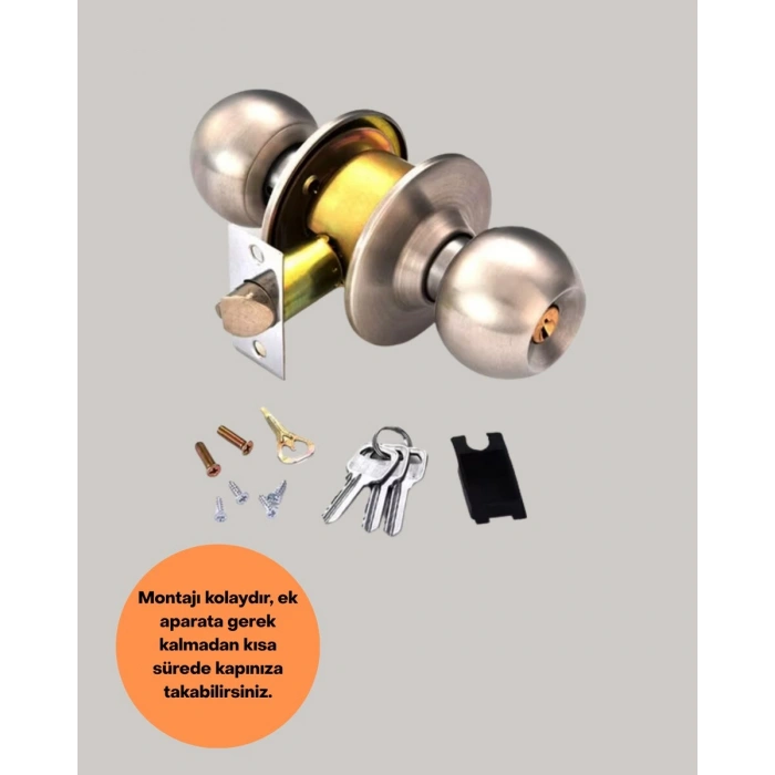 Paslanmaz Çelik Dayanıklı Topuzlu Kapı Kilidi