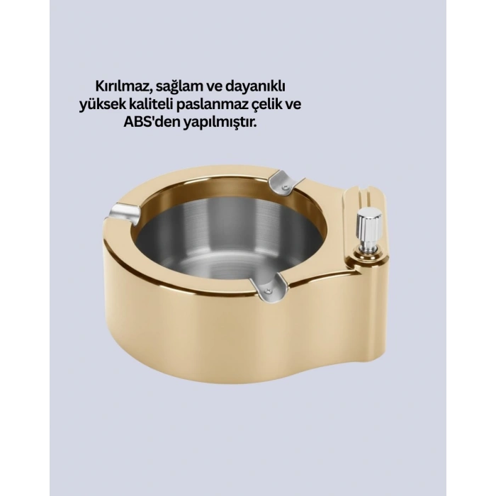 Paslanmaz Çelik Küllük Çakmaklı Masa Üstü Kullanım