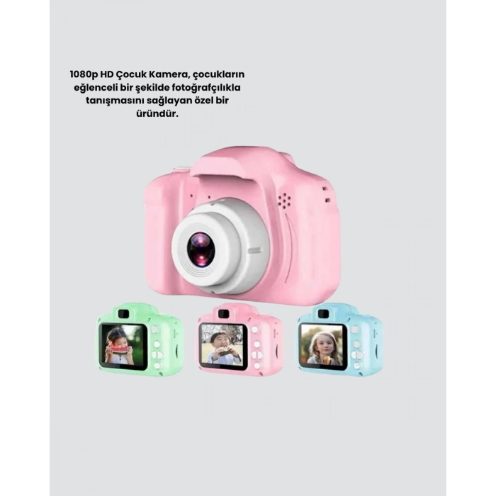 Pembe Mini 1080p HD Çocuk Kamera – 8MP Video KaydıTF Kart Destekli