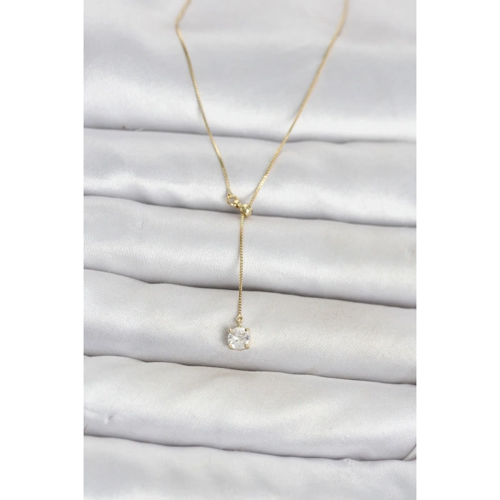 Pirinç Gold Renk Asansörlü Model Kadın Kolye