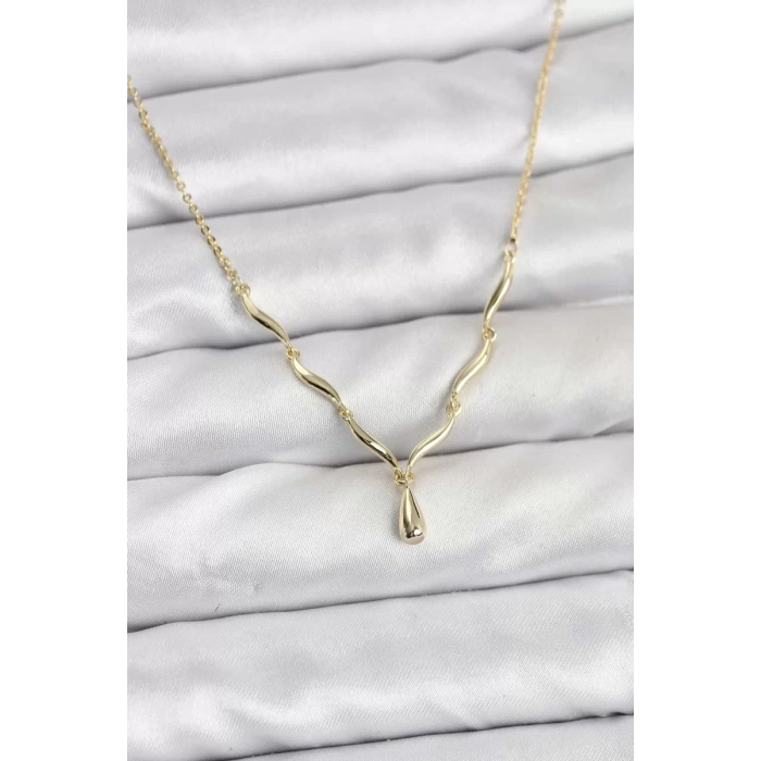 Pirinç Gold Renk Damla Model Kadın Kolye - TJ-BKO10800