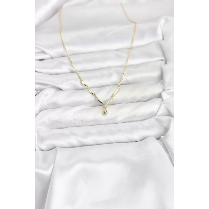 Pirinç Gold Renk Damla Model Kadın Kolye - TJ-BKO10800
