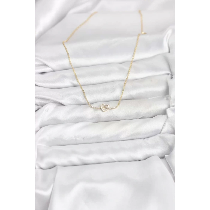 Pirinç Gold Renk Düğüm Kalp Model Kadın Kolye - TJ-BKO10807