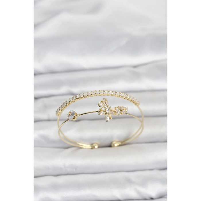 Pirinç Gold Renk Kelebek Model Kadın Bileklik 5886
