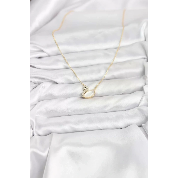 Pirinç Gold Renk Kuğu Model Kadın Kolye - TJ-BKO10798