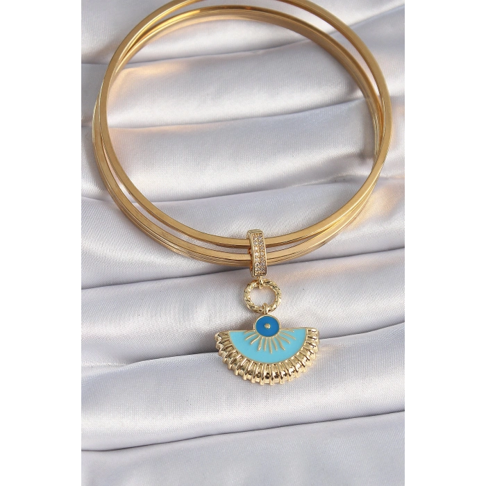 Pirinç Gold Renk Nazar Boncuklu Ajda Charm 5886