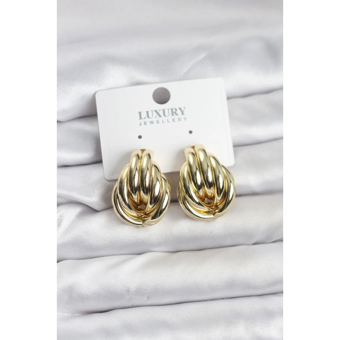 Pirinç Gold Renk Vintage Kadın Küpe 5886