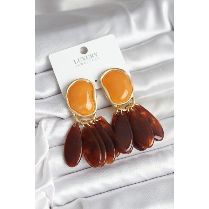 Pirinç Gold Renk Vintage Model Kadın Küpe 5886