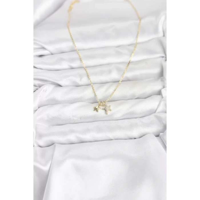 Pirinç Gold Renk Yıldız Minimal Kadın Kolye - TJ-BKO10797
