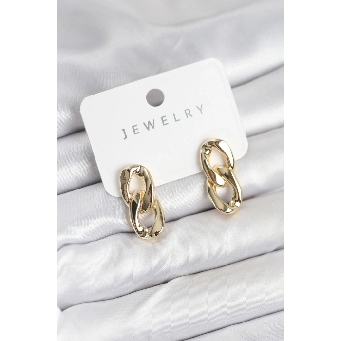 Pirinç Gold Renk Zincir Model Kadın Küpe 5886
