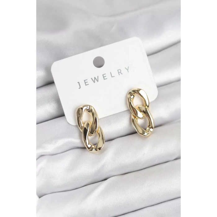 Pirinç Gold Renk Zincir Model Kadın Küpe - TJ-BKP11233