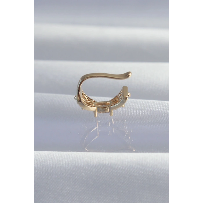 Pirinç Gold Renk Zirkon Taş Kaplama Earcuff Küpe 5886