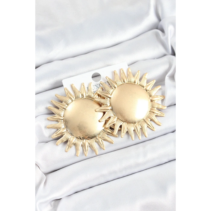 Pirinç Güneş Model Gold Renk Kadın Küpe 5886