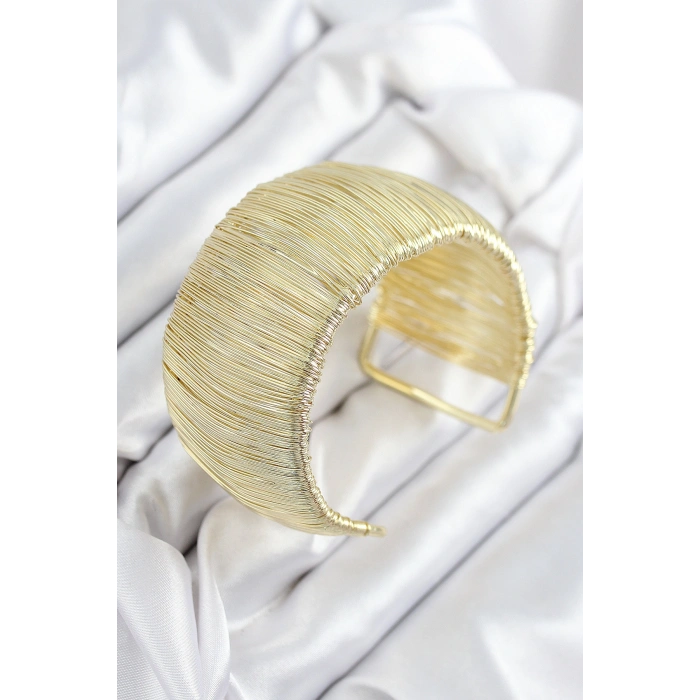 Pirinç Tel Sarma Model Gold Renk Kadın Bileklilk 5886