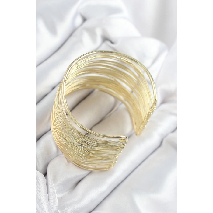 Pirinç Tel Sarma Model Gold Renk Kadın Bileklilk 5886