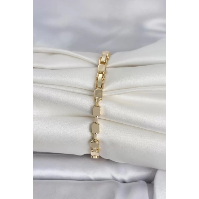 Pirinç Zirkon Taşlı Gold Renk Kadın Bileklik - TJ-BB8397