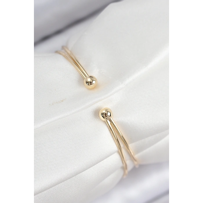 Pirinç Zirkon Taşlı İnci Model Gold Renk Kadın Bileklik 5886
