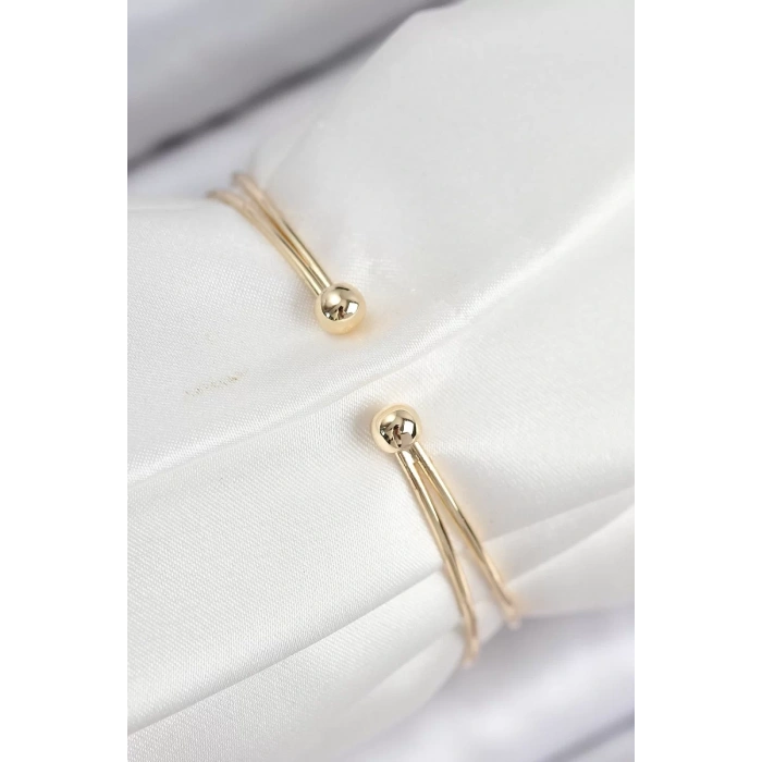 Pirinç Zirkon Taşlı Su Yolu Model Gold Renk Kadın Bileklik - TJ-BB7865