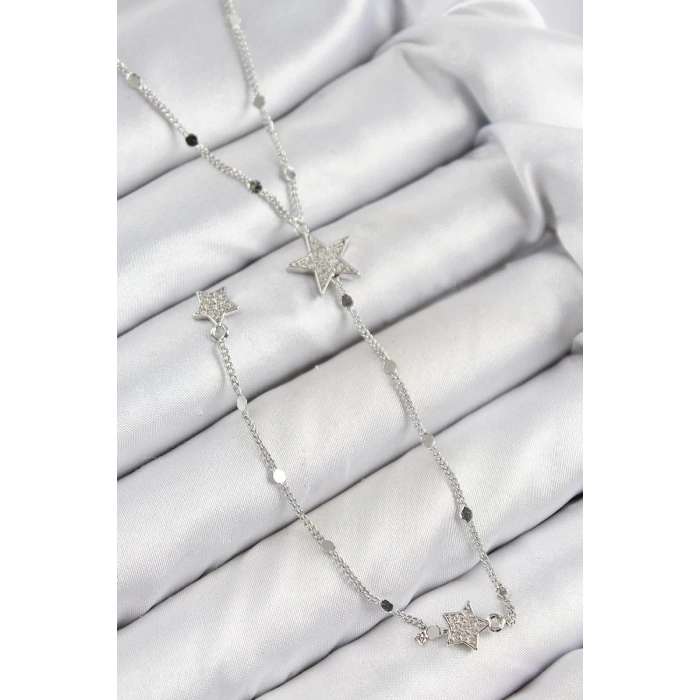Pirinç Zirkon Taşlı Yıldız Model Gold Renk Y Kolye - TJ-BKO10455