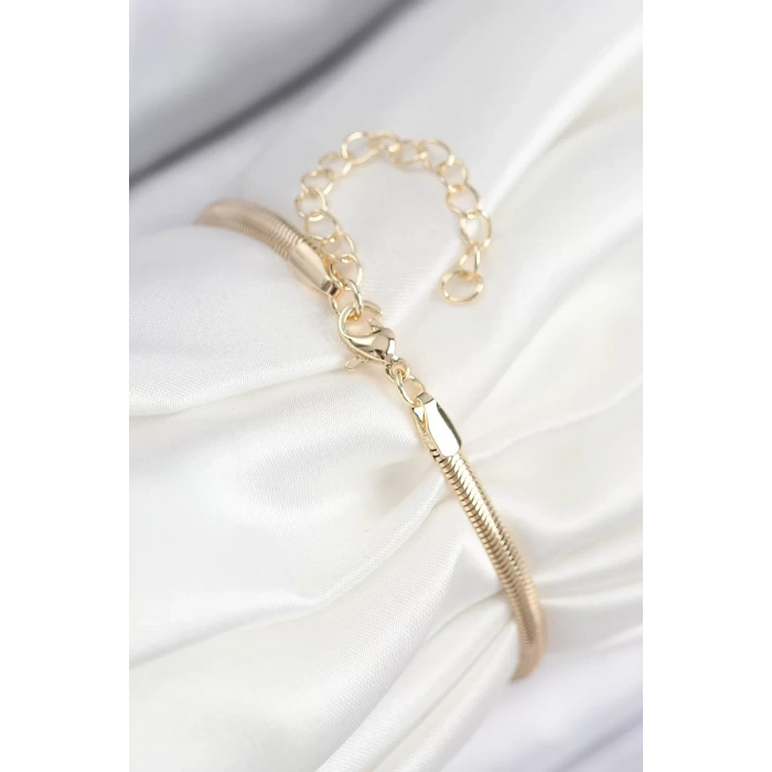 Pirinç Zirkon Taşlı Yonca Model Gold Renk Kadın Bileklik - TJ-BB7897
