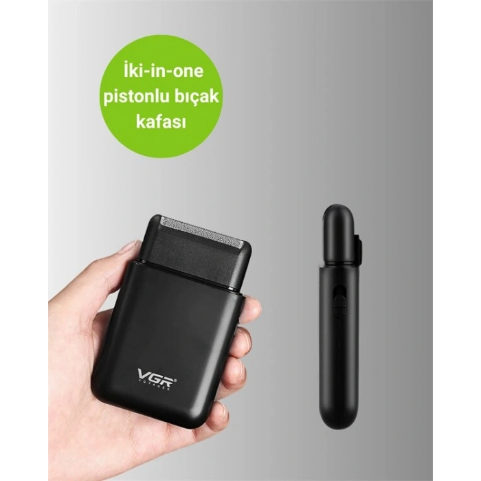 Pistonlu ve Örgülü Ağ Başlıklı Kart Tipi Traş Makinesi – Hafif Güvenli USB Şarjlı