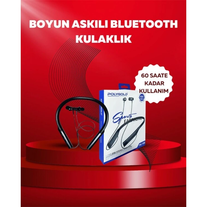 Polygold PG-100 Bluetooth 5.0 Boyun Bantlı Kulaklık – 50 Saat Konuşma Süresi Type-C Şarj