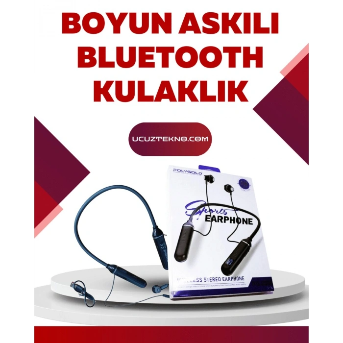 Polygold PG-100 Bluetooth Kulaklık – Ergonomik Boyun Bantlı Tasarım Net Ses ve Konfor