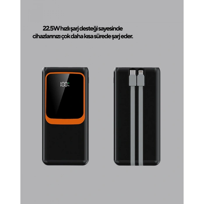 Powerbank 20000 mAh Yüksek Kapasiteli ve 22.5W Hızlı Şarj Destekli