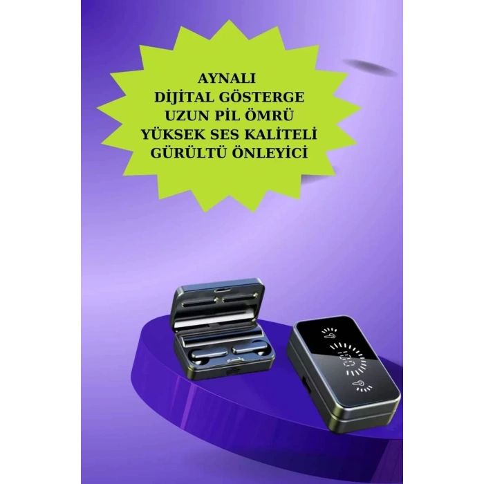 Powerbank Aynalı Bluetooth Kulaklık Ve Akıllı Saat Seti ANC Özelliği Dokunamatik