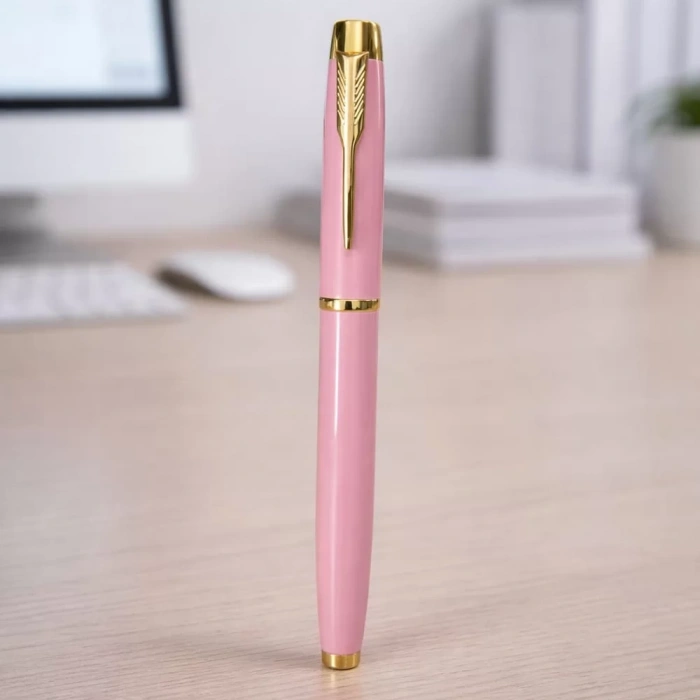 Premium Pembe Metal Roller Kalem