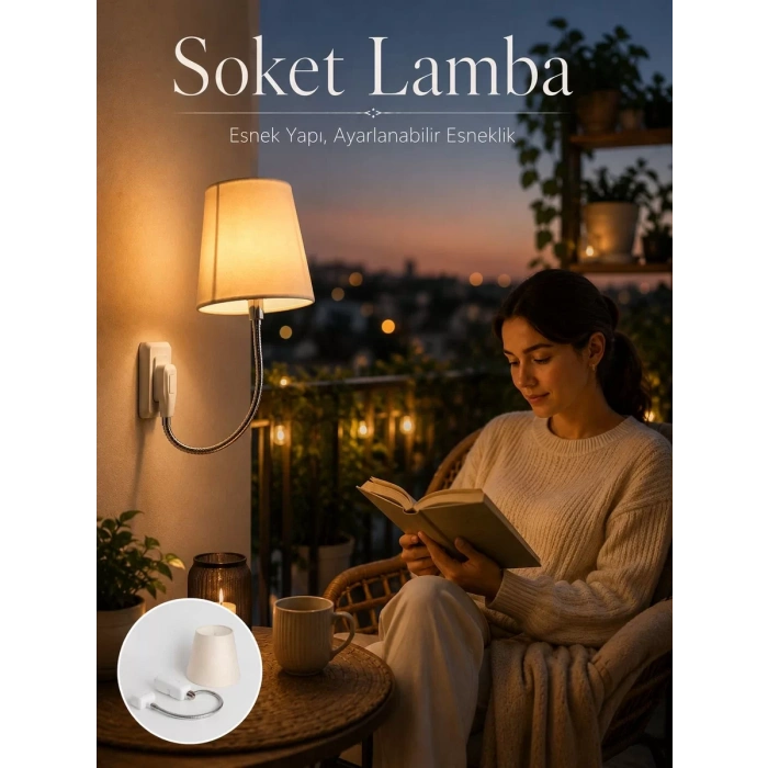 Priz Lambası Esnek Kollu Yatak Başı Aydınlatma