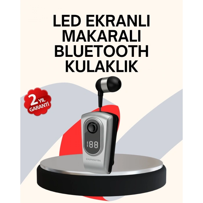 Profesyonel Bluetooth Kulaklık – Klipsli Titreşimli Dijital Göstergeli