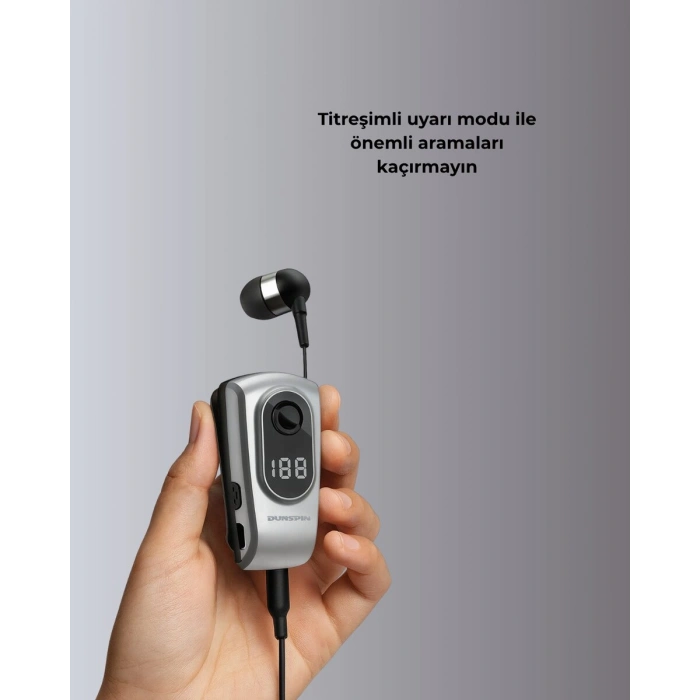 Profesyonel Bluetooth Kulaklık – Klipsli Titreşimli Dijital Göstergeli