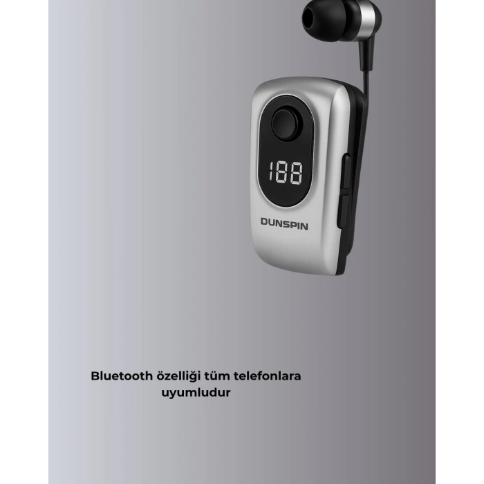 Profesyonel Bluetooth Kulaklık – Klipsli Titreşimli Dijital Göstergeli