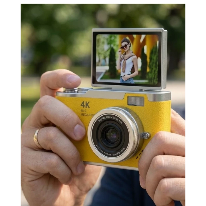 Profesyonel Çekim İçin 48 MP Dijital Kamera Flip Screen 18x Zoom Uzun Pil Ömrü