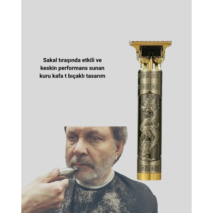 Profesyonel Çizik Tıraş Makinesi – T Çelik Bıçaklı 120 Dakika Şarjlı Kullanım 3 Başlıklı